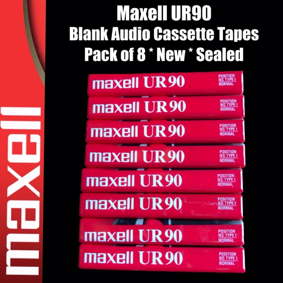 NWT Maxell UR90 (8 Pack) 90 Minute Cassette Tapes - Factory Sealed - Picture 3 of 4